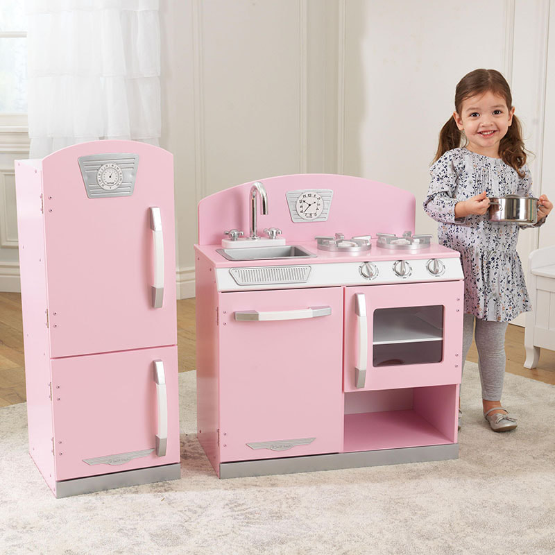 Kidkraft Retro Kitchen and Refrigerator in Pink