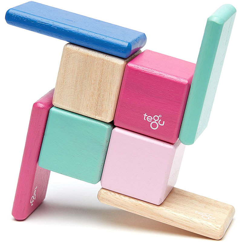 8 Piece Tegu Pocket Pouch Magnetic Wooden Building Block Set Toy Blossom